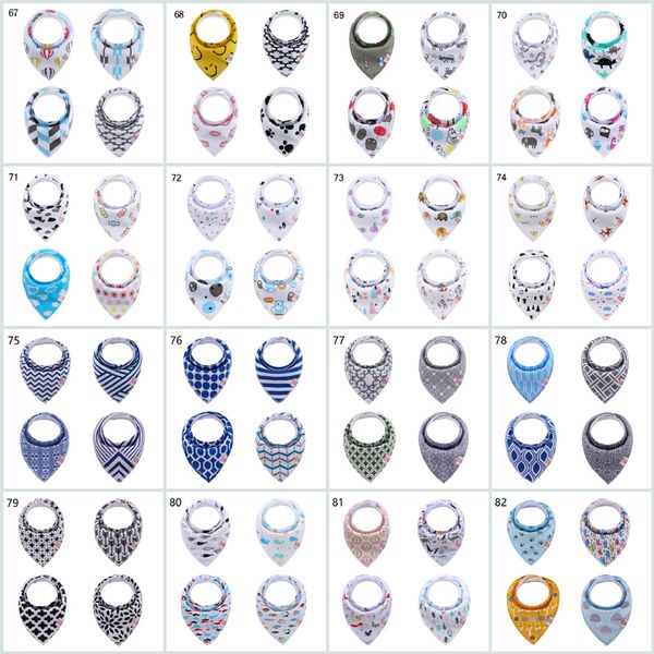 

100 style baby cartoon bibs newborn baby boys girls organic cotton animal pattern double-deck absorbent soft bibs 4pcs/lots b1