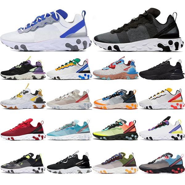 

react element 87 55 running shoes men women white black sail royal tint blue desert sand mens runners breathable sports sneakers 36-45