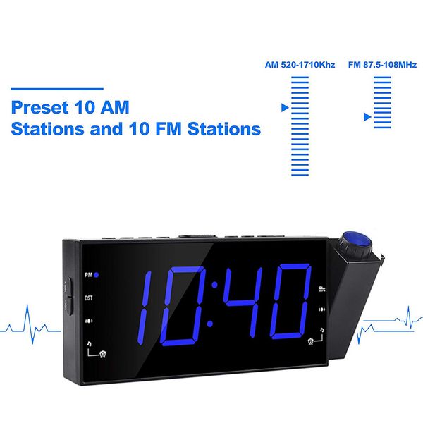 

energy saving usb fm raido alarm clock home office use led display projection