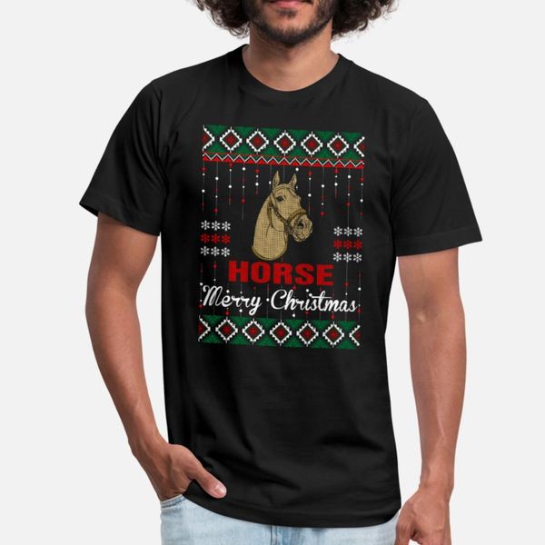 

horse merry christmas t shirt men character 100% cotton o-neck slim graphic humor spring autumn novelty shirt