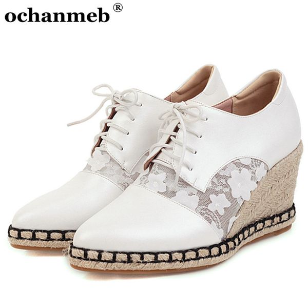 

женские большой плюс размер 12 танкетке ботильоны женщина цветка шнурка сети сетки загрузки кожа pu обувь женская обувь подошва natural, Black