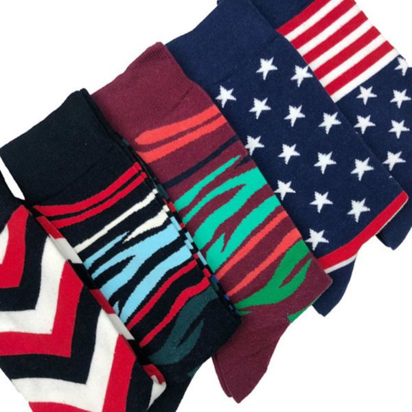 

men socks happy colorful striped star stitching harajuku fashion male funny hip hop street casual ventilation cotton sock autumn, Black