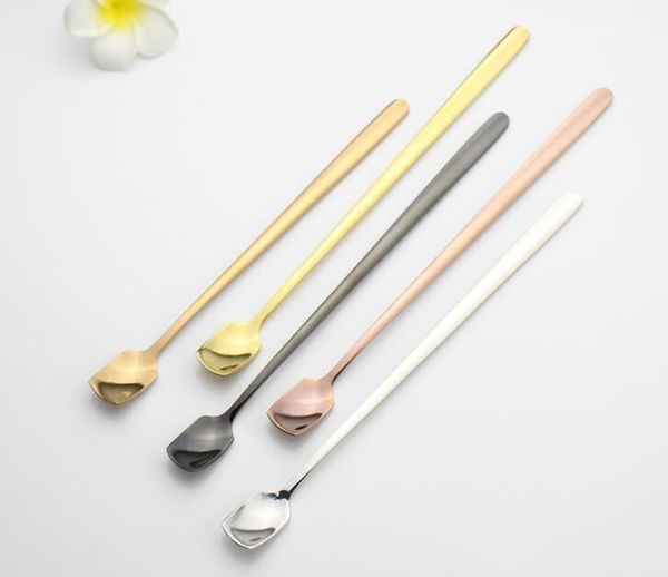 

spoon colorful kitchen flatware cream tools steel ice handle drinking coffee spoons gadget long stainless xhhair jzeno