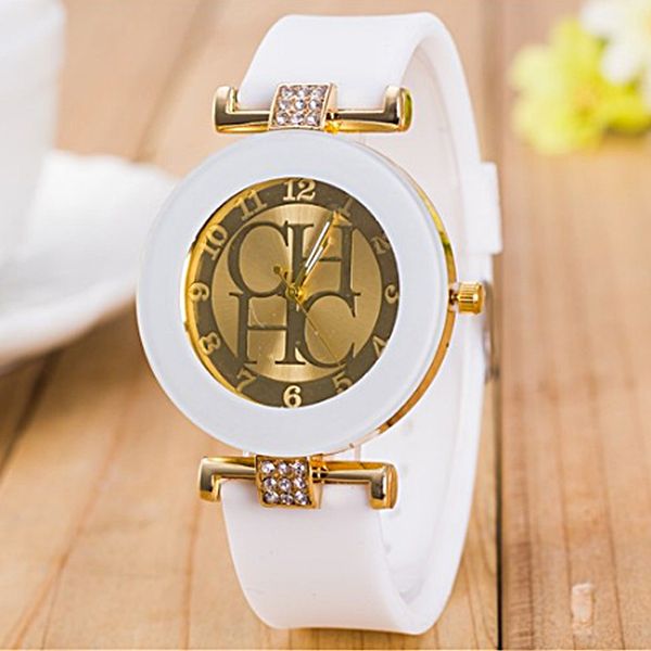 

women watches geneva casual quartz women watches crystal silicone watches men's wrist watch ing, Slivery;brown