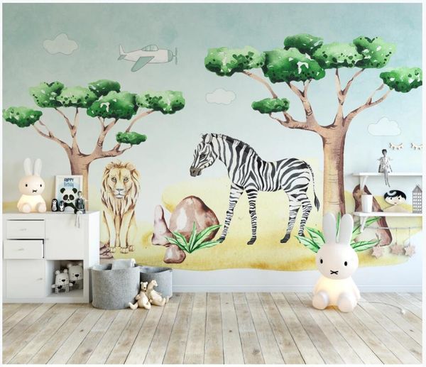 

3d wall murals wallpaper custom mural on the wall modern cute animal zebra lion children's room home decor p wallpaper for walls 3 d