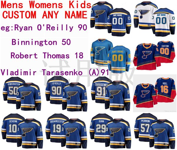 

st.louis blues jersey ryan o'reilly jersey binnington vladimir tarasenko robert thomas men blue white hockey jerseys custom stitched, Black;red