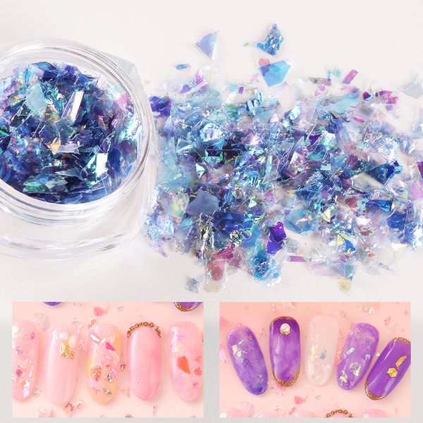 

12 colors 1 box candy style nail art colorful glitter aluminum foil 3d flake shell magic color beautiful magic color nail sticke, Silver;gold