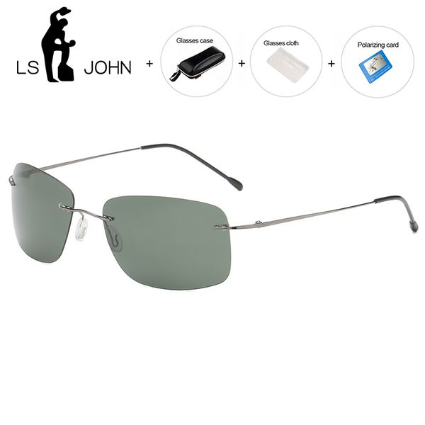 

ls john 2020 new polarized sunglasses men brand designer titanium alloy rimless sun glasses sport driving ride eyewear for men, White;black