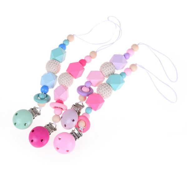 

pacifiers# wooden bead dummy clip holder silicone and wood pacifier cute clips soother chains baby teething toy for chew