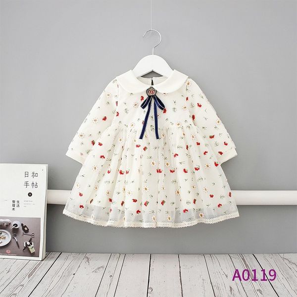 

children's clothing 2020 spring new model girls dress small floral children's spring and autumn long-sleeve dress girls clothes, Red;yellow