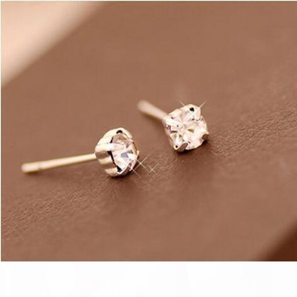 

wholesale-ey448-1 accessories wholesale alloy imitation claw diamond crystal stud earrings gem earrings, Golden;silver