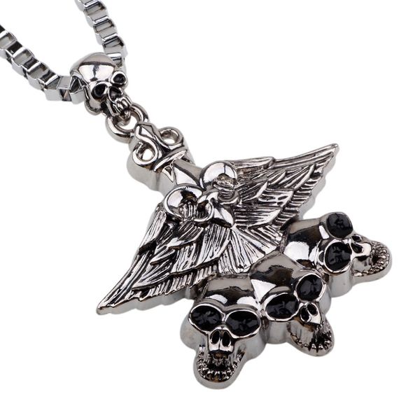 

europe and the united states selling ghost tears necklace punk skull multi-headed men hip hop jewelry zygote chain necklace mood, Silver