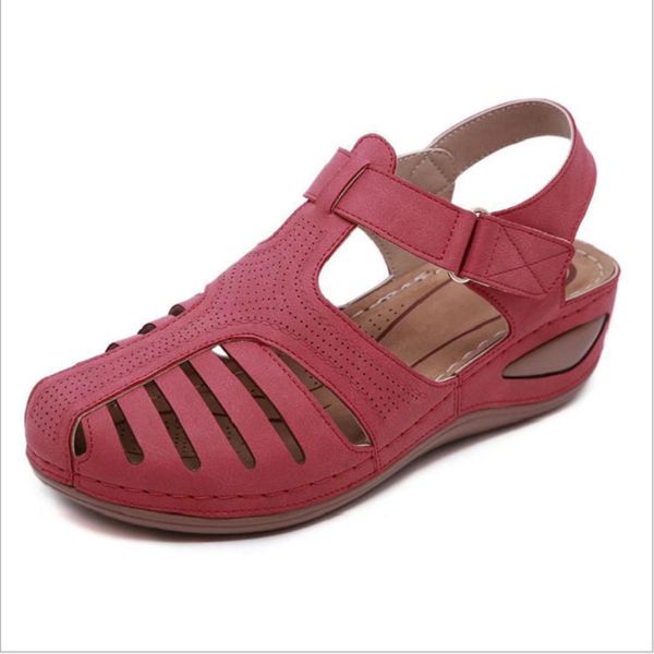 

women's sandals summer ladies girls comfortable ankle hollow round toe sandals female soft beach sole shoes plus size 34-44, Black