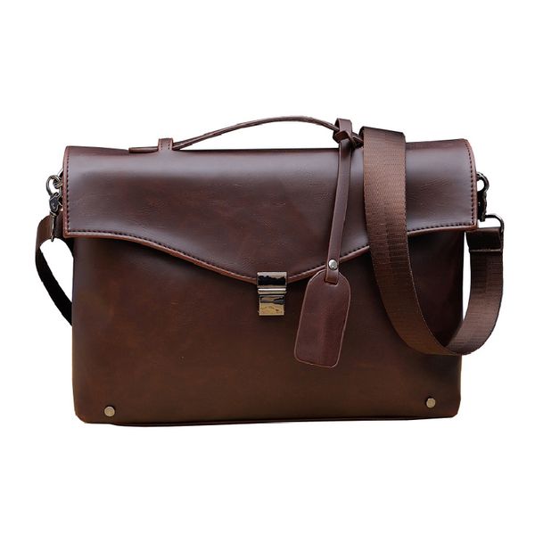 

briefcases fashion men's handbag personalized bag shape brown black horizontal briefcase male business shoulder messenger