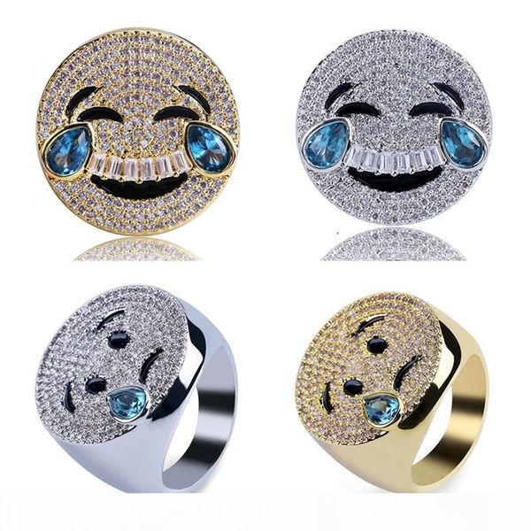 

hiphop micro pave cz iced out bling ring fashion gold filled crystal punk rings for men jewelry gift, Golden;silver