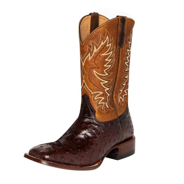 

2020 моды рельефных микрофибры кожи женской обуви toe остроконечного western cowboy boots женщины среднего теленок коренастых клинья boots д, Black