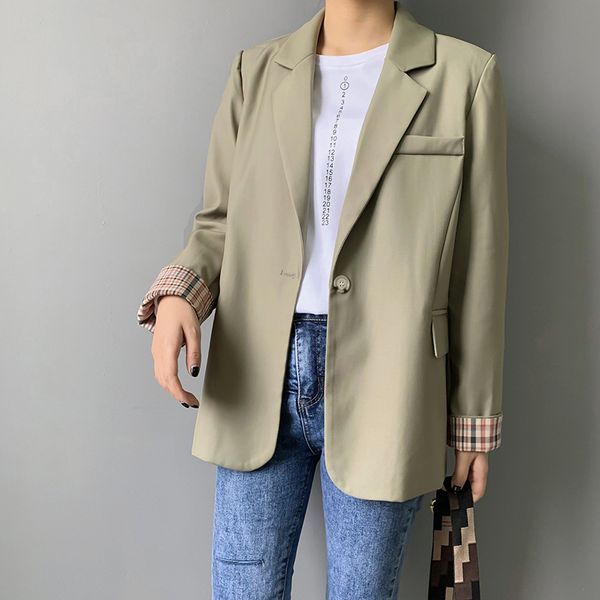 

women's suits & blazers 2021 spring temperament retro suit casual fashion solid color long sleeve small jacket women, White;black