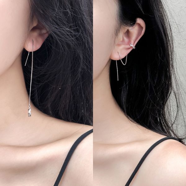 

stud korean fashion tassel earrings for women 2021 long silver color statement ear line cute pendant jewelry, Golden;silver