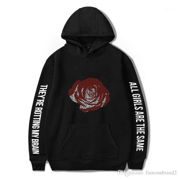 

dasigner casual hoodies autumn loose fashion print long sleeve pullover sweatshirts juice wrld couple, Black