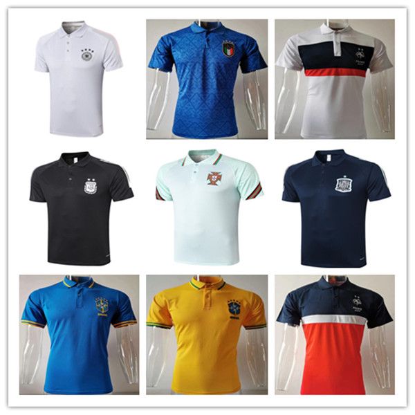 

20 21 spain italy argentina national team soccer training polo shirts 2020 2021 messi hazard ronaldo dybala mbappe pogba football polo shirt, Black;yellow
