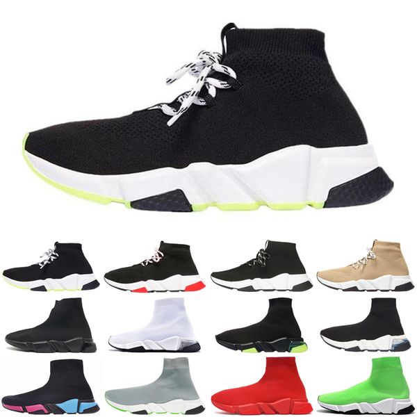 

2020 men women casual sock shoes speed trainer vintage triple socks lack-up platform mens womens trainers sneakers plate-forme size 36-45, Black