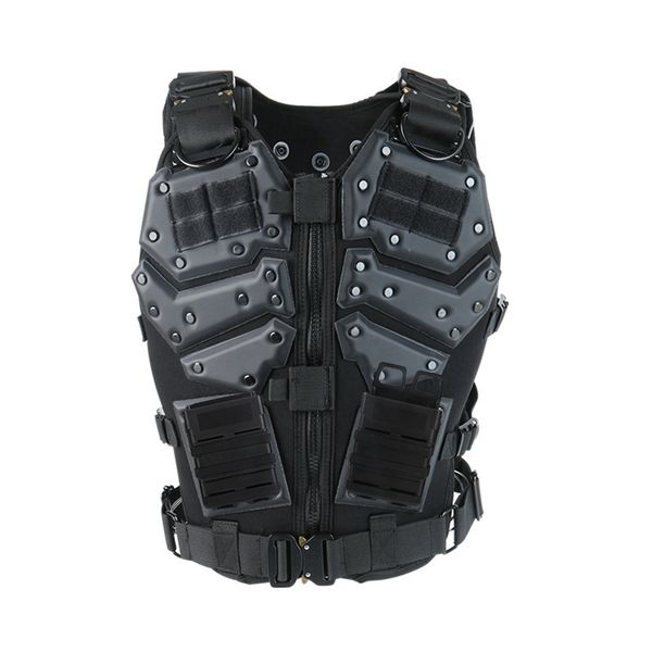 

tactical vest molle paintball body armor vest with 5.56 magazine pouches training cs protection equipment, Camo;black