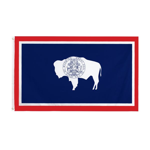 Wyoming-Flagge, direkter Fabrikgroßhandel, 3 x 5 Fuß, 90 x 150 cm, Gleichheit, US-Bundesstaat, gemischte Reihenfolge für hängende Dekoration