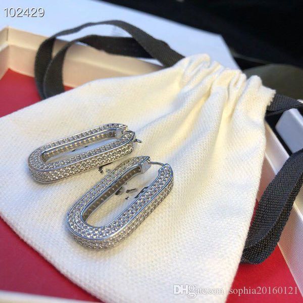 

luxury preclous classic designer white gold full crystal hollow square charm earrings for women jewelry, Golden