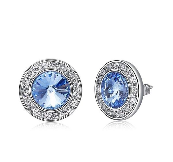 

ms betti classic round stud earrings crystals from for women lover silver color piercing jewelry bridal s wedding01, Golden;silver