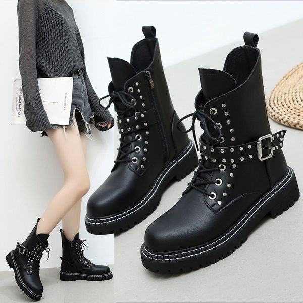 

women's boots, women's shoes, warm and velvet snow boots, ankle pu rain winter boots, Black