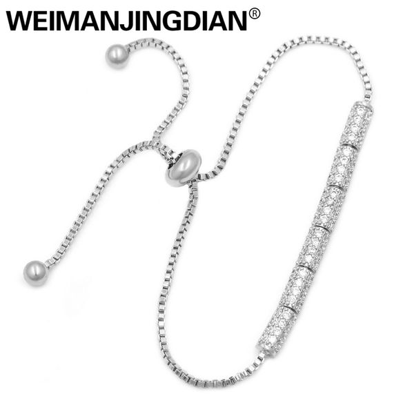 

tiny cubic zirconia crystal pave setting tube design cz zircon bolo bracelet with adjustable slide lock for wedding, Red;blue