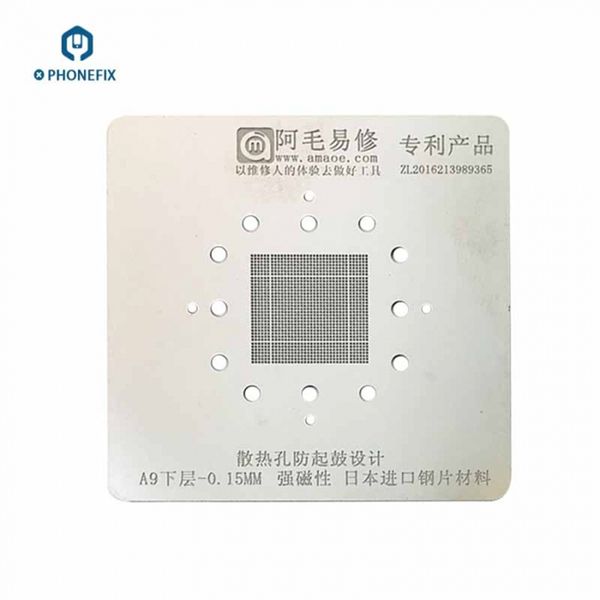 

phonefix professional bga reballing stencil template tin net for a10/a9/a8 cpu bga ic chip rework repair tools