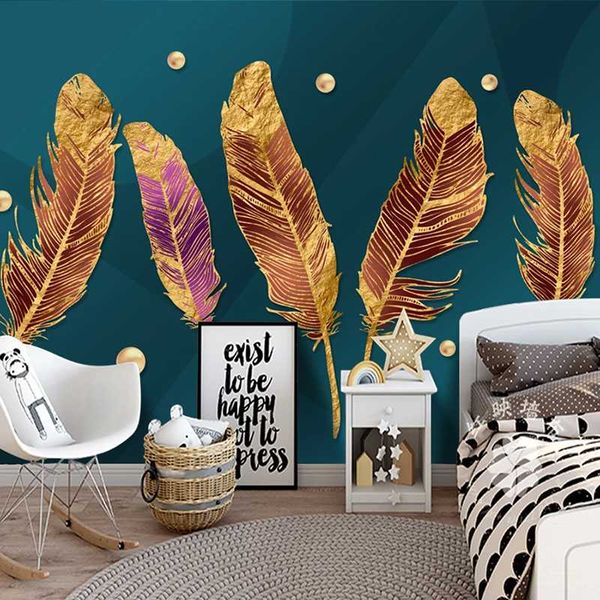 

custom p wallpaper 3d relief feather mural wall covering blue children room bedroom living room tv background wall painting