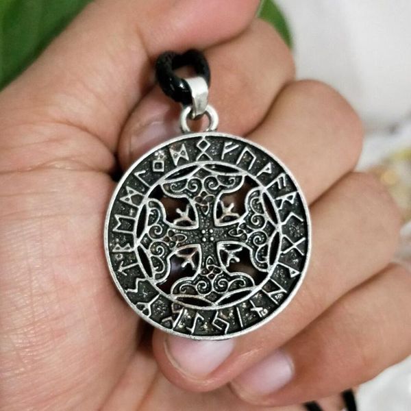 

thor hammer mjolnir viking jewelry norse runes amulet talisman rope chain necklace pendant mens pagan jwelry for women neckalce, Silver