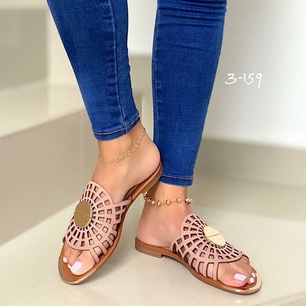 

rubber flip flops rivet slippers women summer shoes woman 2020 flock pantofle hawaiian flat soft new pu slides fabric fretwork, Black