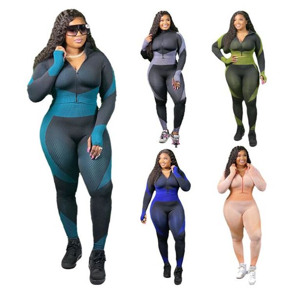 

women two piece pants long sleeve zipper jackets high waist skinny sweatpants jogger suit tracksuit 2 pcs set outfits autumn sportwear, White