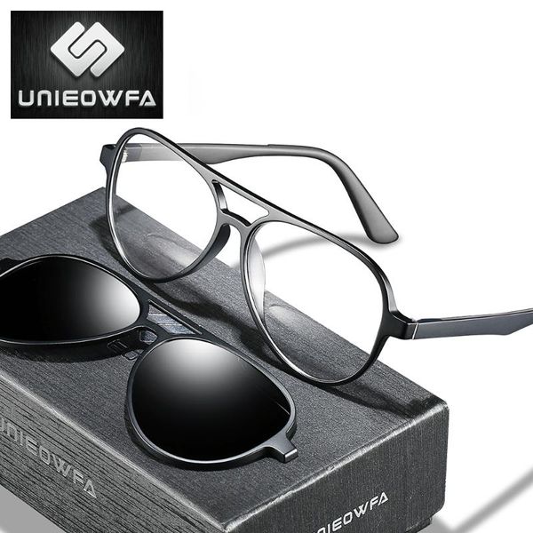 

поляризованные магнит клип на очки кадров мужчины авиация предписание очки кадров оптический близорукость pilot магнит клип на солнцезащитны, Black