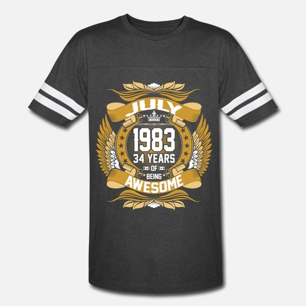 

july 1983 34 years of being awesome t shirt men printing cotton o-neck basic solid sunlight casual summer pictures shirt, White;black