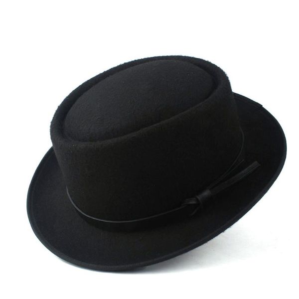 

wide brim hats fashion women's fedora hat with pork pie for lady wool felt trilby fascinator flat size 58cm, Blue;gray