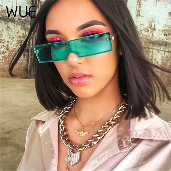 

trend fashion rectangle sunglasses women brand designer fashion green red clear lens for female retro eyewear uv400, White;black