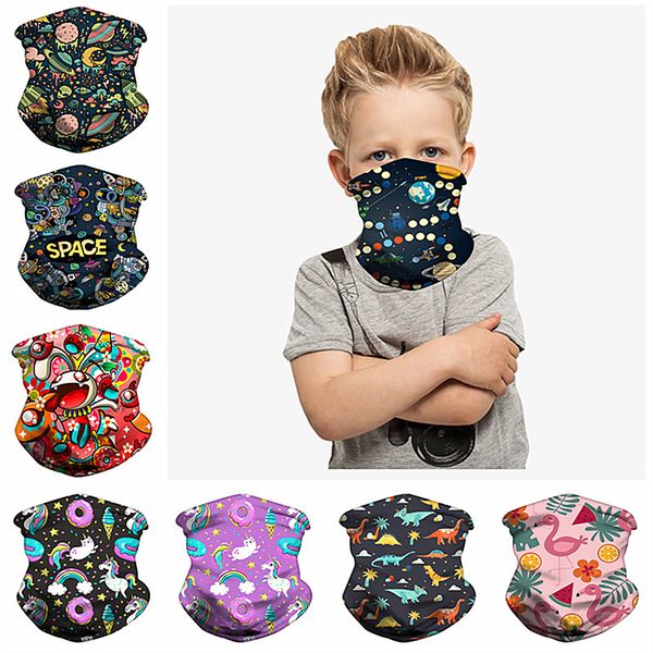 

fashion kids magic scarves printing scarf bandanas children neck gaiter outdoors protective face shield windproof mask cycling headwear ins, Red;brown