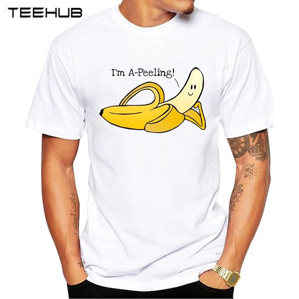

new arrivals 2019 teehub cool men's fashion peeling banana design t-shirt short sleeve o-neck hipster tee