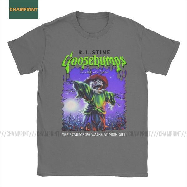 

goosebumps the scarecrow walks at midnight t-shirts men haunted halloween monster comic cotton tee short sleeve t shirt 4xl 5xl