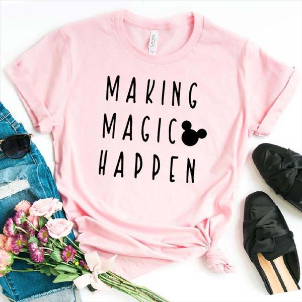 

women shirt making magic happen print women cotton casual funny t shirt for lady girl tee hipster drop ship na 282, White