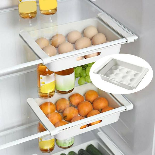 

pull-out refrigerator storage box holder organizer drawer shelf proper storage rack egg vegetable store kitchen accessories