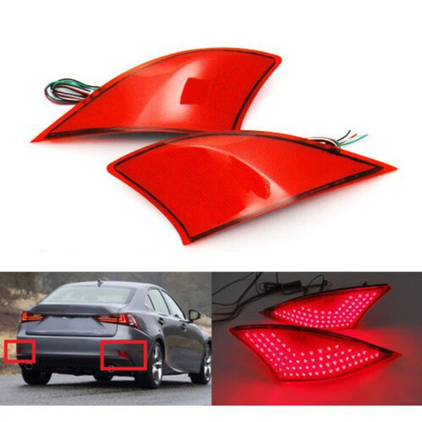 

2pcs for is250 is300 is350 2014 2020 2020 led rear bumper reflector light red car drive brake fog trim tail lamp