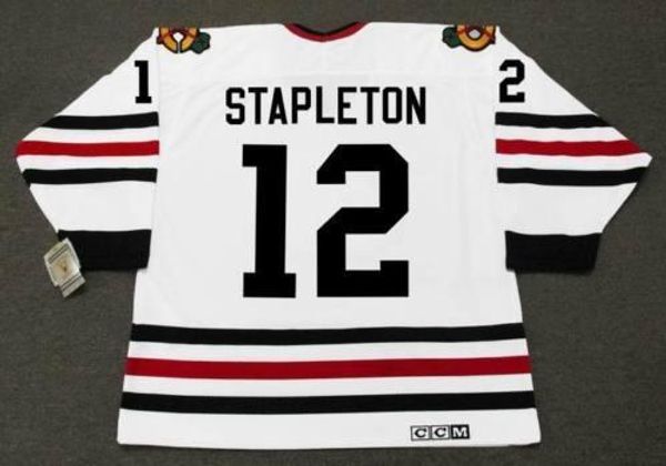

men women youth pat stapleton chicago blackhawks 1967 ccm vintage turn back hockey jersey all stitched goalie cut any name any number, Black;red