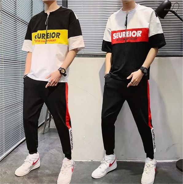 

zipper 2ps set casual shorts sleeve pants mens letter print mens designer tracksuits fashion crew neck with, Gray