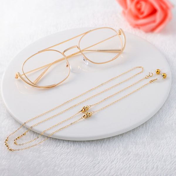 

retro lolita 14k gf sunglasses chain gold color eyeglasses neck chain with silicone good loop, Silver