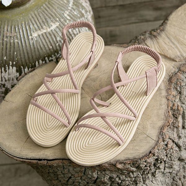 

2020 new fairy style flat fashion low heel women's shoes summer wild roman sandals, Black